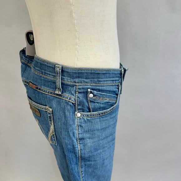 Vintage Y2k Wrangler Q-Baby Mid Rise Western Denim Jeans Size 7/8X34 Medium Wash - Picture 12 of 15